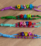 Personalisedw Beaded Bag Charm - Custom Name, Bright Colours (Handmade)