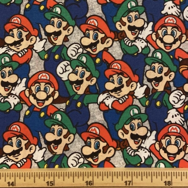 Fat Quarter Super Mario 2 Mario And Luigi Packed 100% Cotton Quilting Fabric