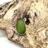 Olive Green Teardrop Sea Glass Necklace 