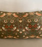 Gold Green Beige Rectangular Patchwork Cushion - Image 2