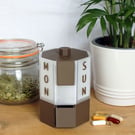 Wood Style Weekly Pill Organiser – 7 Day Rotating Dispenser & Travel Box