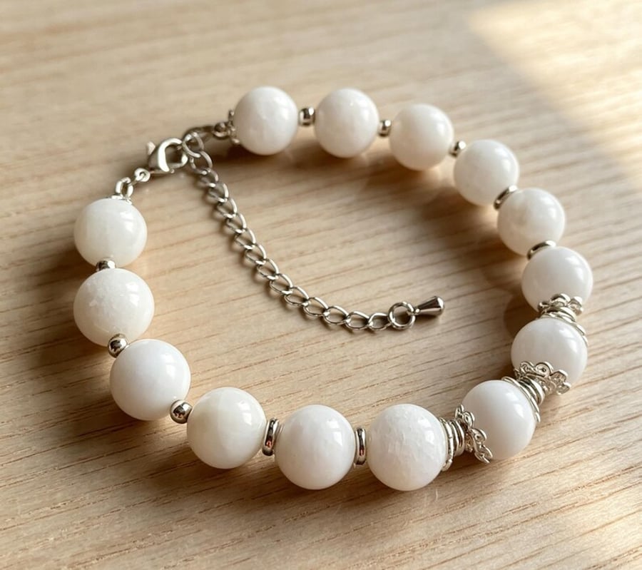 Handmade Moonstone Bracelet, 10mm Beads, Calm, New Beginnings & Gentle Energy
