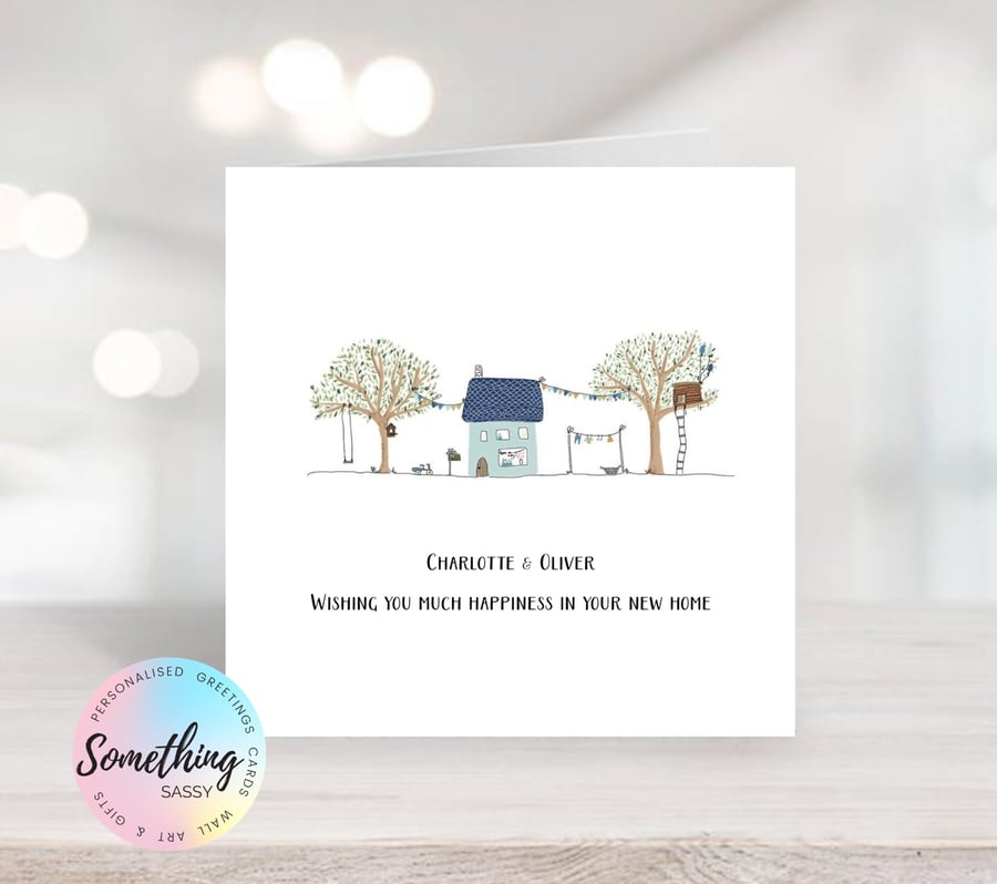  New Home Card Personalised with names and dates - Country Home cottage