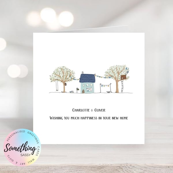  New Home Card Personalised with names and dates - Country Home cottage