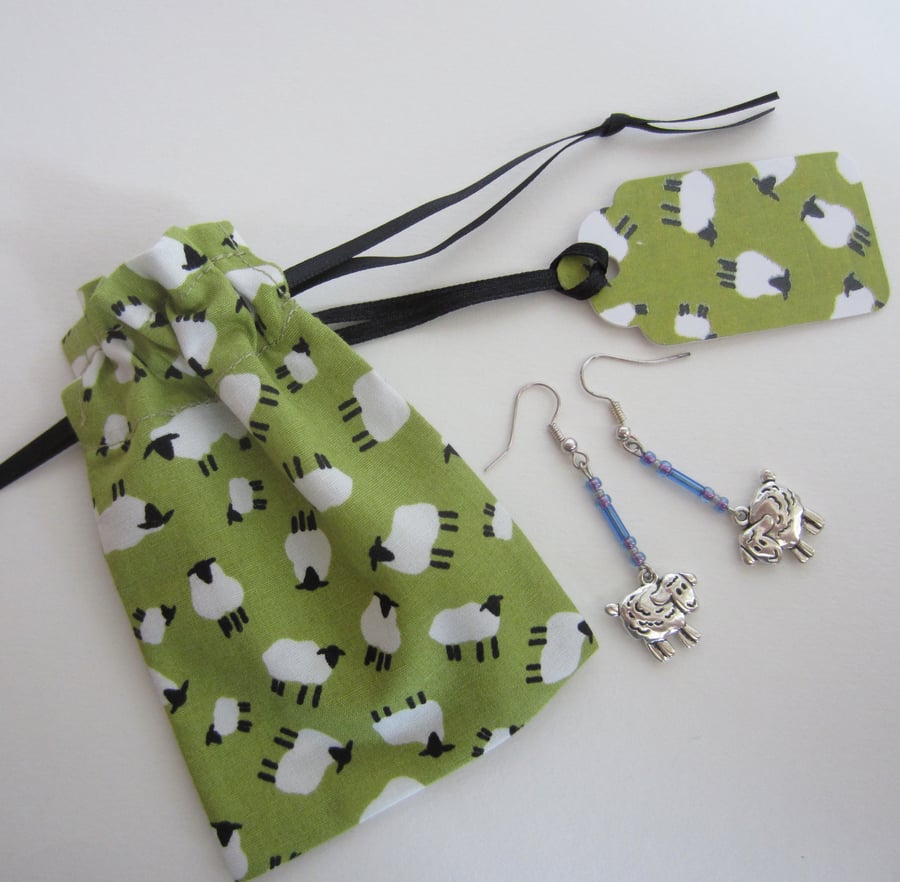 Sheep Earrings with Sheep Gift Bag and Gift Label % to Ukraine