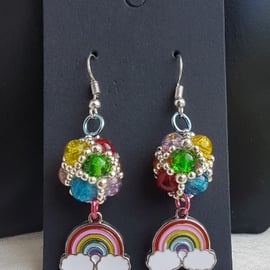 Gorgeous Beaded Bead Earrings - Rainbows