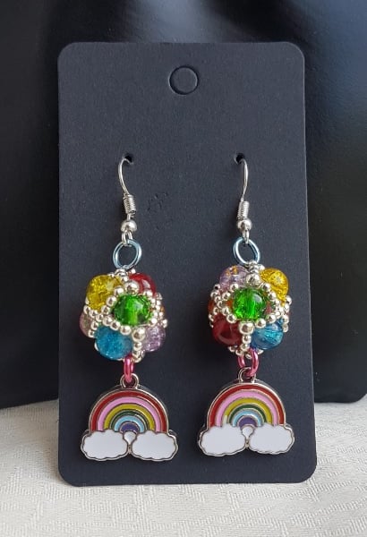 Gorgeous Beaded Bead Earrings - Rainbows