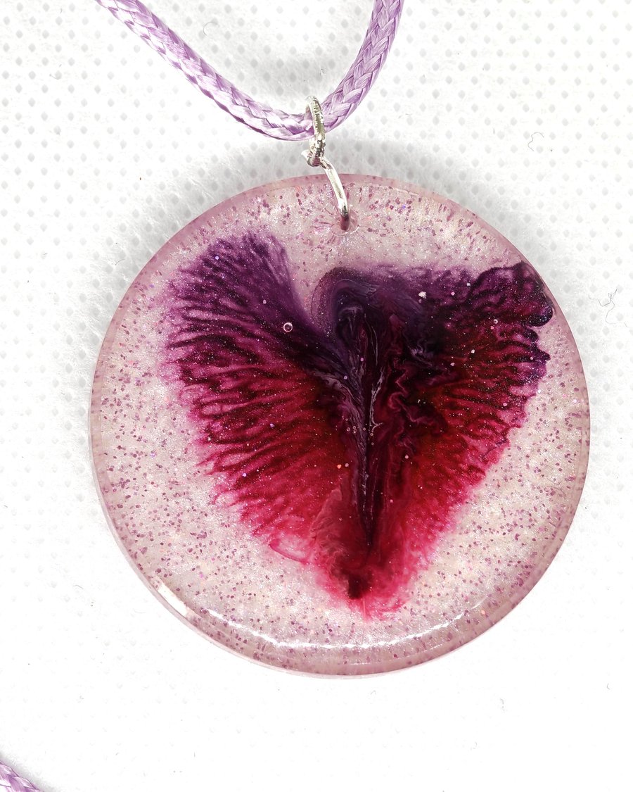 Purple Angel Wings Resin Pendant: Shimmering Feather Effect Boho Necklace
