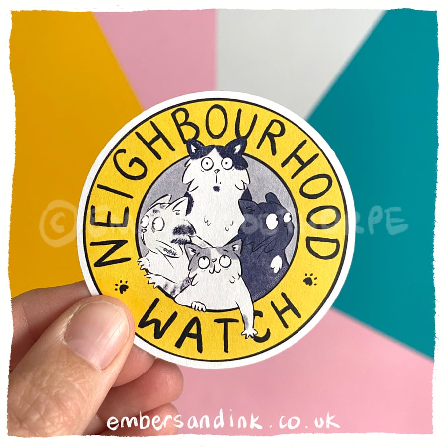 Neighbourhood Watch Cats Paper Sticker