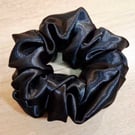 Handmade black satin scrunchie