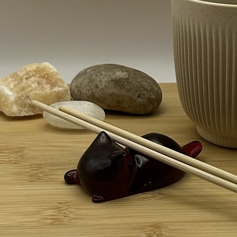 Resin Cat Holder for Brushes, Pens Chopsticks or Friendship Kitty B