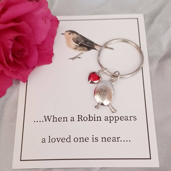 Robin and Heart Keyring
