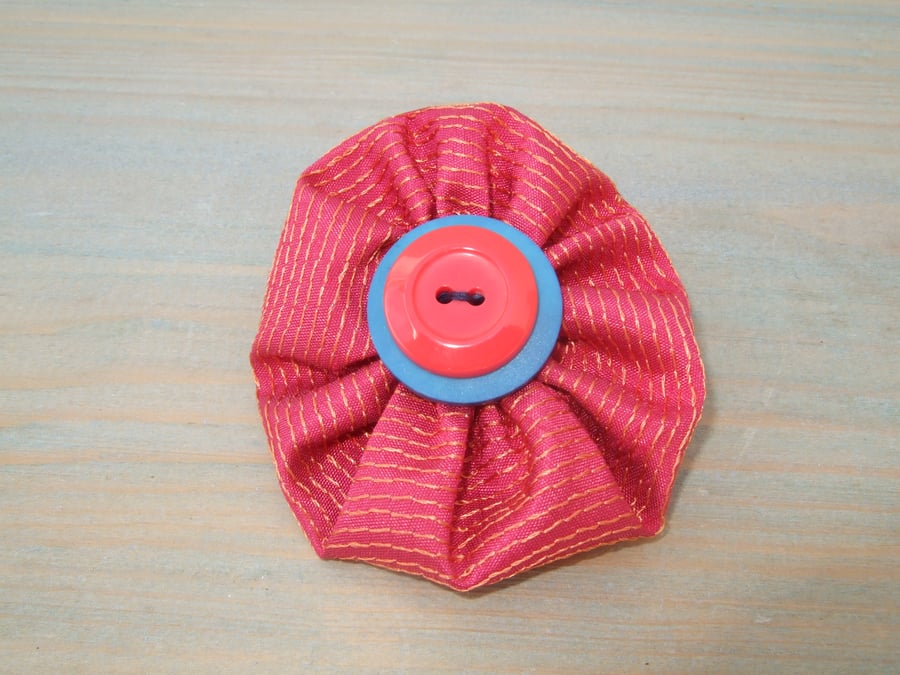Button Brooch, Handmade Up-cycled Textile Brooch, Free Postage