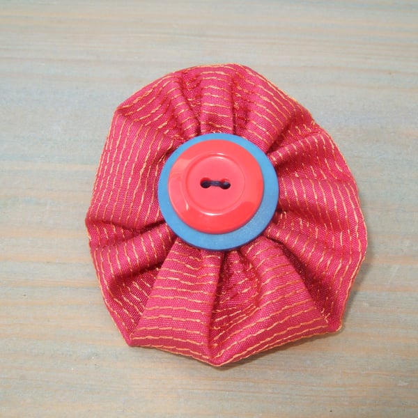 Button Brooch, Handmade Up-cycled Textile Brooch, Free Postage