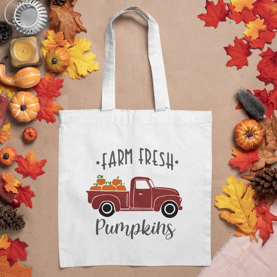 AutumnFall Tote Bag - Farm Fresh Pumpkins Truck