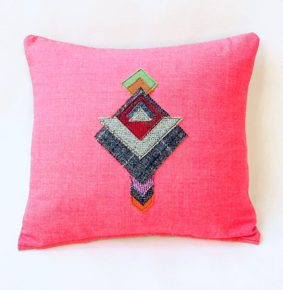 Geometric Neon Pink Applique Cushion