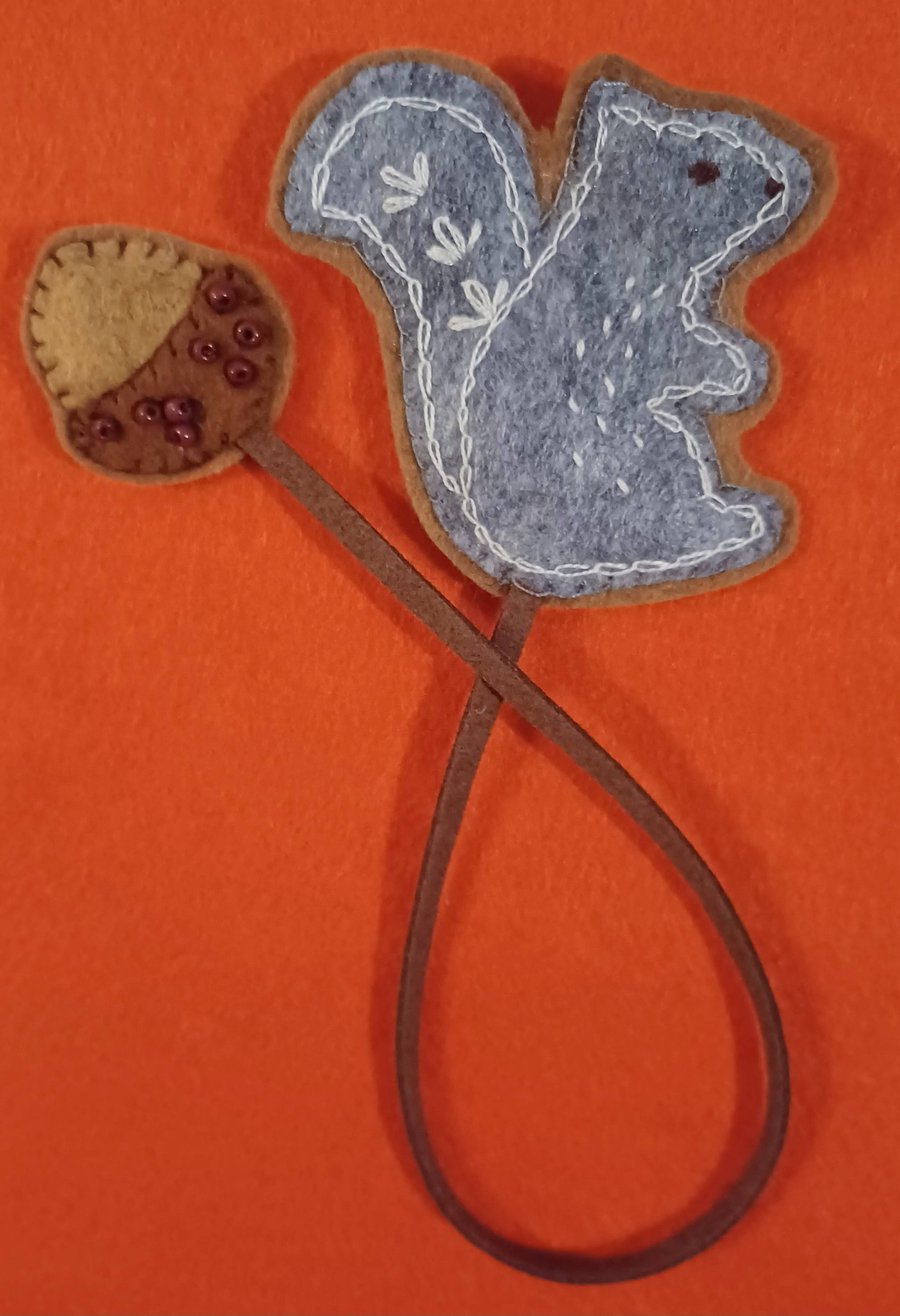 Handmade Felt Squirrel Bookmark