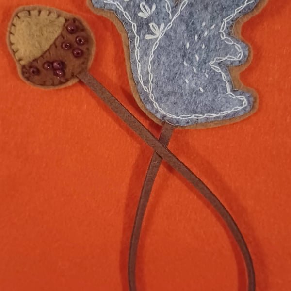 Handmade Felt Squirrel Bookmark