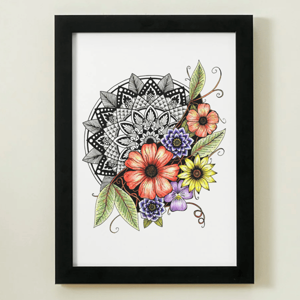 Manadala Flower Hand Drawn Illustration Poster