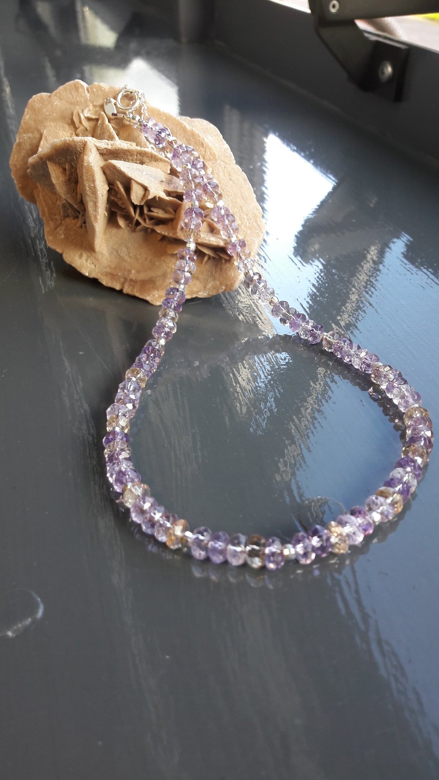 Faceted Ametrine and Sterling Silver Necklace and Earring Set