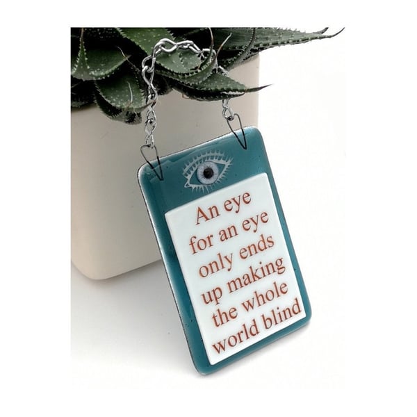 Handmade Fused Glass An Eye For An Eye Hanging Picture - Sign - Suncatcher