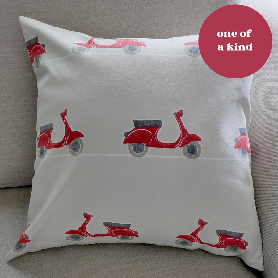 Vespa Piaggio Lambretta Cushion Cover 18" inch iconic Italian scooter orange 