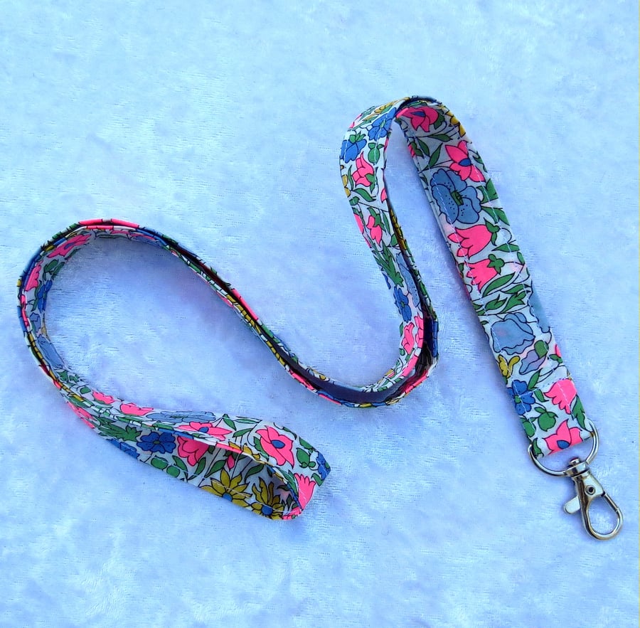 Liberty Tana Lawn lanyard, with swivel lobster clip, floral