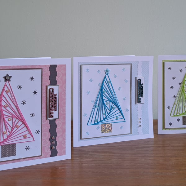 Sewn Christmas Tree Cards