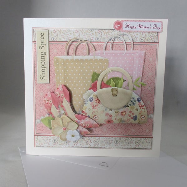 Mothers Day 3D Greeting Card, fashion, Handbags, Shoes,Personalise