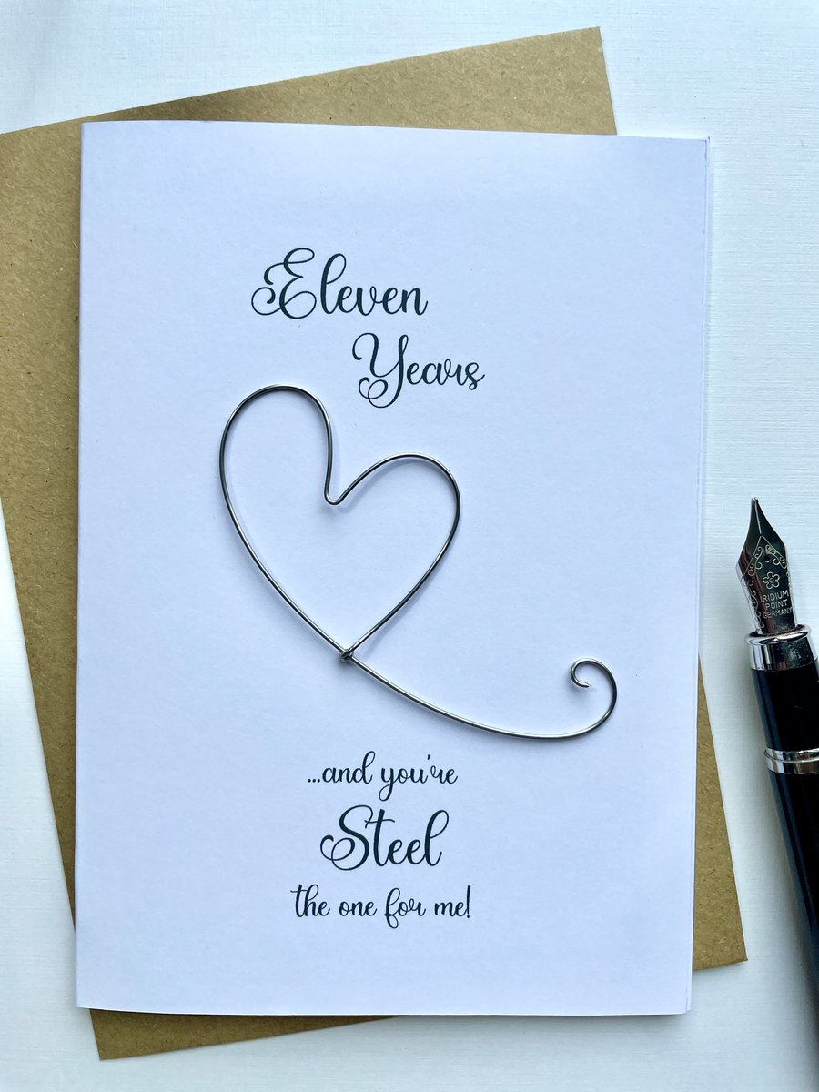 11th Eleven Years Anniversary Card - Steel Wife Husband Partner sizeA6:15x10.5cm