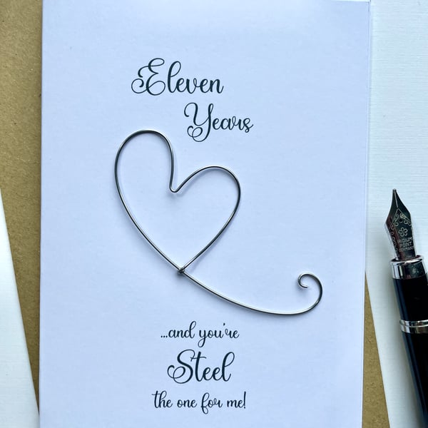 11th Eleven Years Anniversary Card - Steel Wife Husband Partner sizeA6:15x10.5cm
