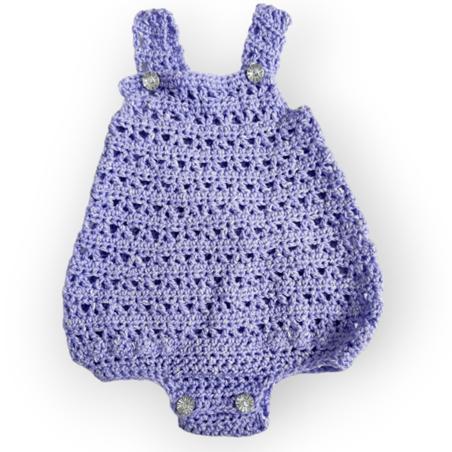 Lilac Crochet Romper 0-6 Months - Girls' Summer Outfit