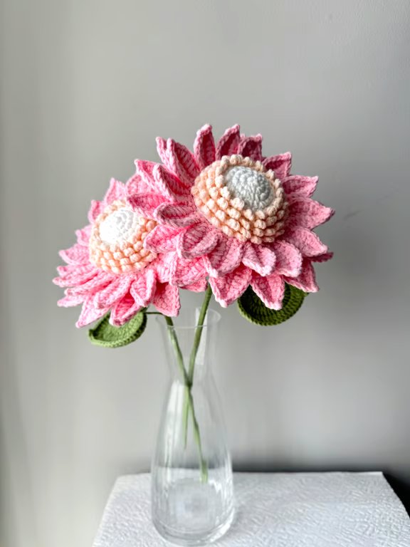 2 Handmade Pink Sunflowers 