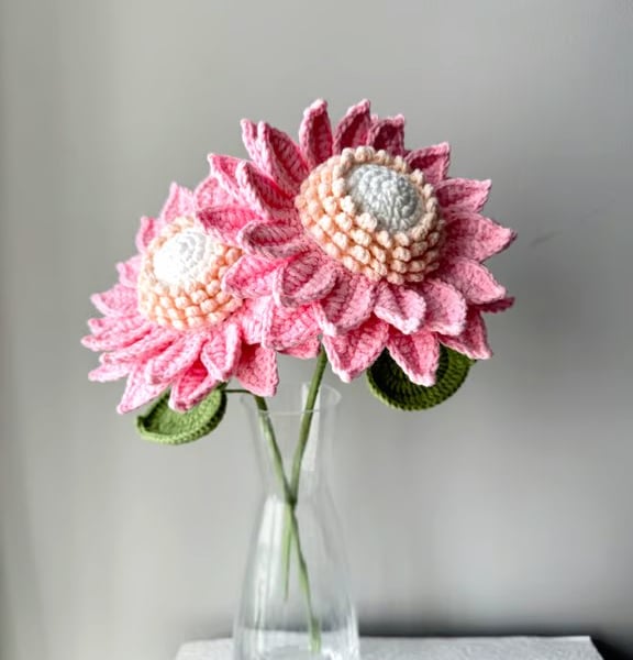 2 Handmade Pink Sunflowers 