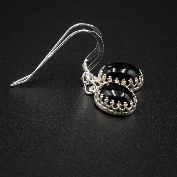 Black onyx silver handmade gemstone drop earrings, Leo, Cancer gift