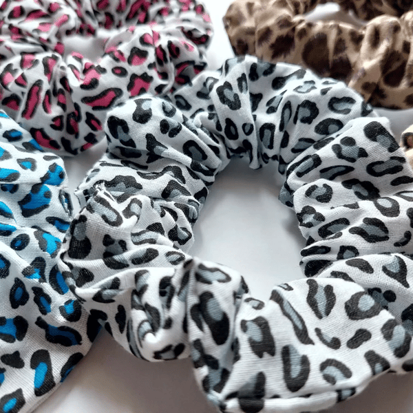 Leopard Print Scrunchies, Set of 5 mini scrunchies