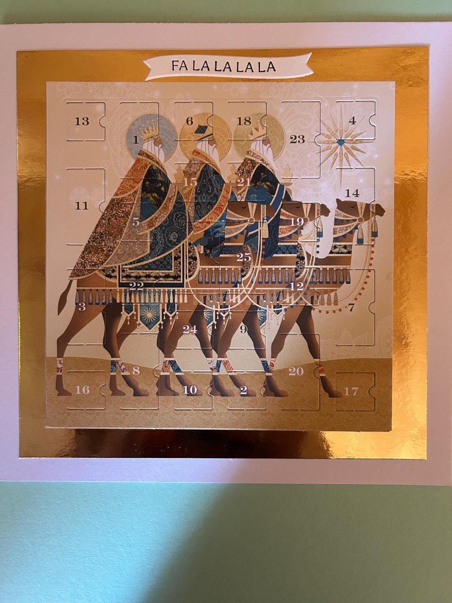 We 3 kings Advent Calendar Card Handmade 7 inch square card FLfa la la la la