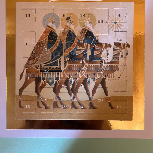 We 3 kings Advent Calendar Card Handmade 7 inch square card FLfa la la la la