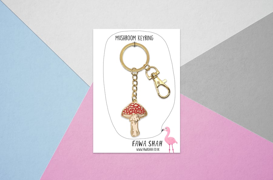 Mushroom Keyring - Hard Enamel - Jewellery