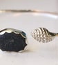 Black Seaglass & Seashell Adjustable Bangle Sterling Silver Handcast Jewellery - Image 1