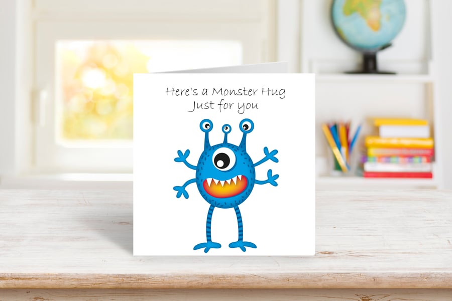 Google Eyes Monster Hugs Greeting Card. Design 2