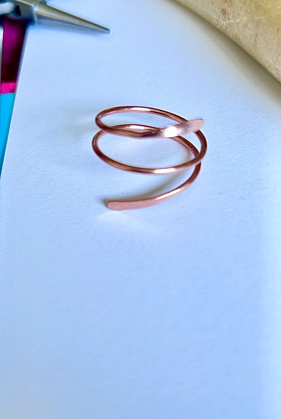 Copper Flared Wrap Rings - Adjustable L - R 