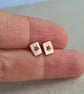 Copper Spider Stud Earrings - Hand Stamped Halloween Earrings - Image 2