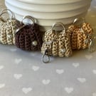 Handmade ribbed crochet MiniBag Charm- neutral tones