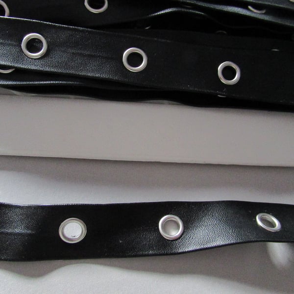 BLACK PLEATHER EYELET TAPE SOLD BY THE METRE