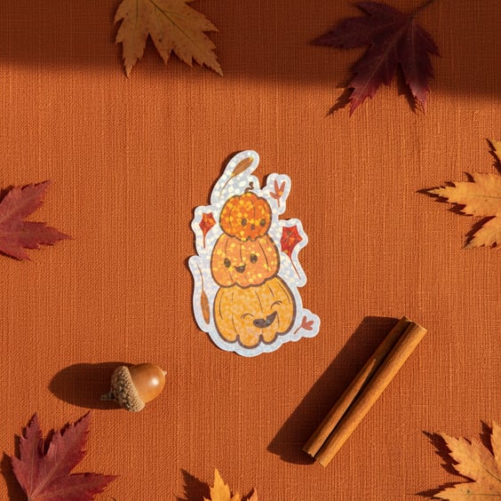 Pumpkin Sticker, Halloween Sticker, Laminated Vinyl Decal, Waterproof Sticker 
