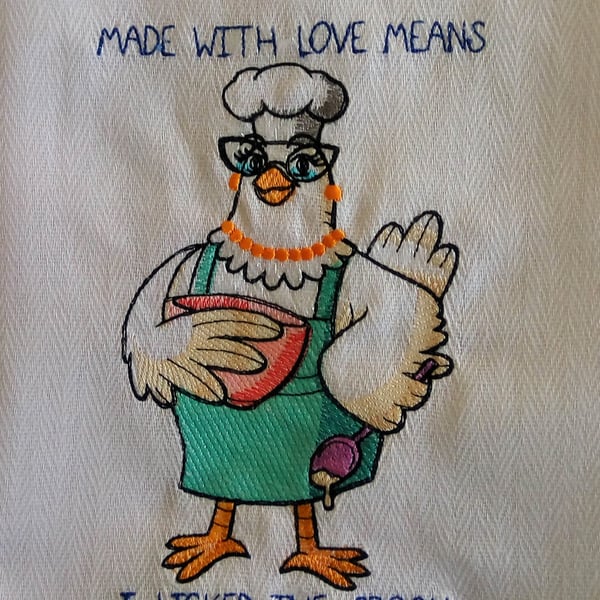 Chicken Tea Towel made with love means I liked the spoon