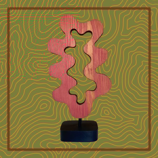 "Pulse" - pink abstract wooden sculpture 