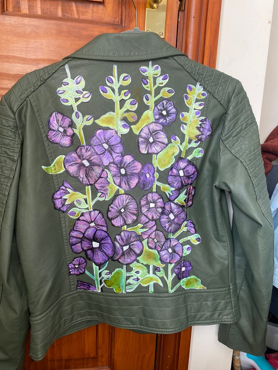 Hand painted green jacket size 38 