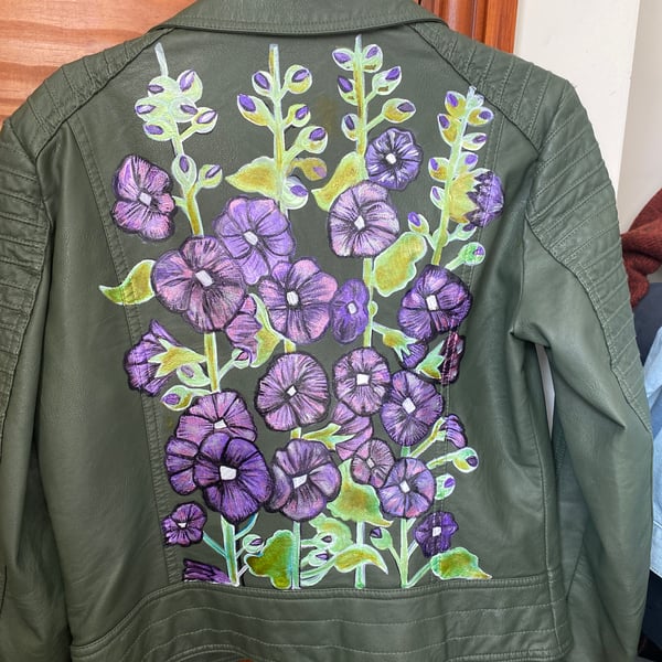 Hand painted green jacket size 38 